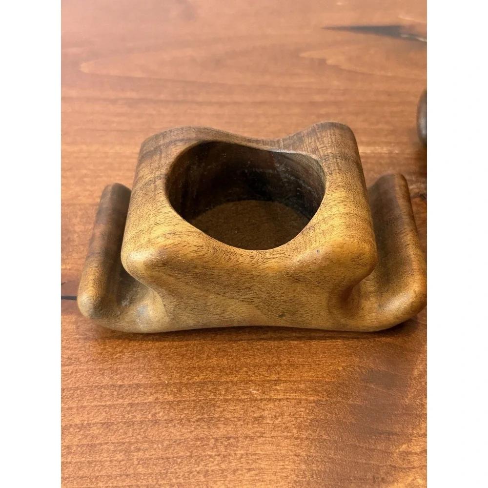 Vintage MCM Fred & Marilyn Buss Sculptural Wood Trinket Box Walnut Mushroom 5